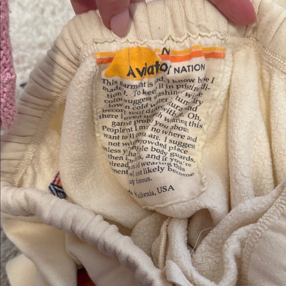 Aviator Nation women’s beige Sweatpants with Colorful Logo - Picture 3 of 4